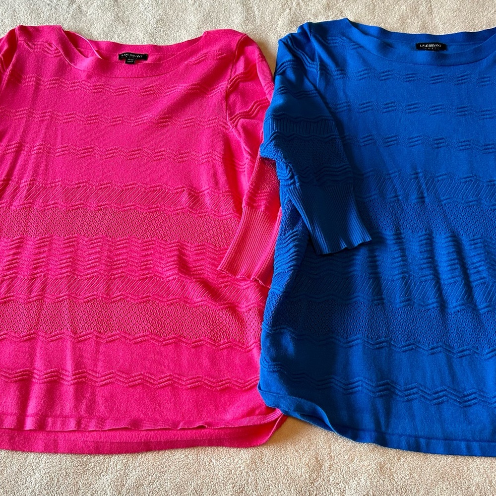 Pink and Blue Textured Knit Tops Lane Bryant size 18/20 sweaters